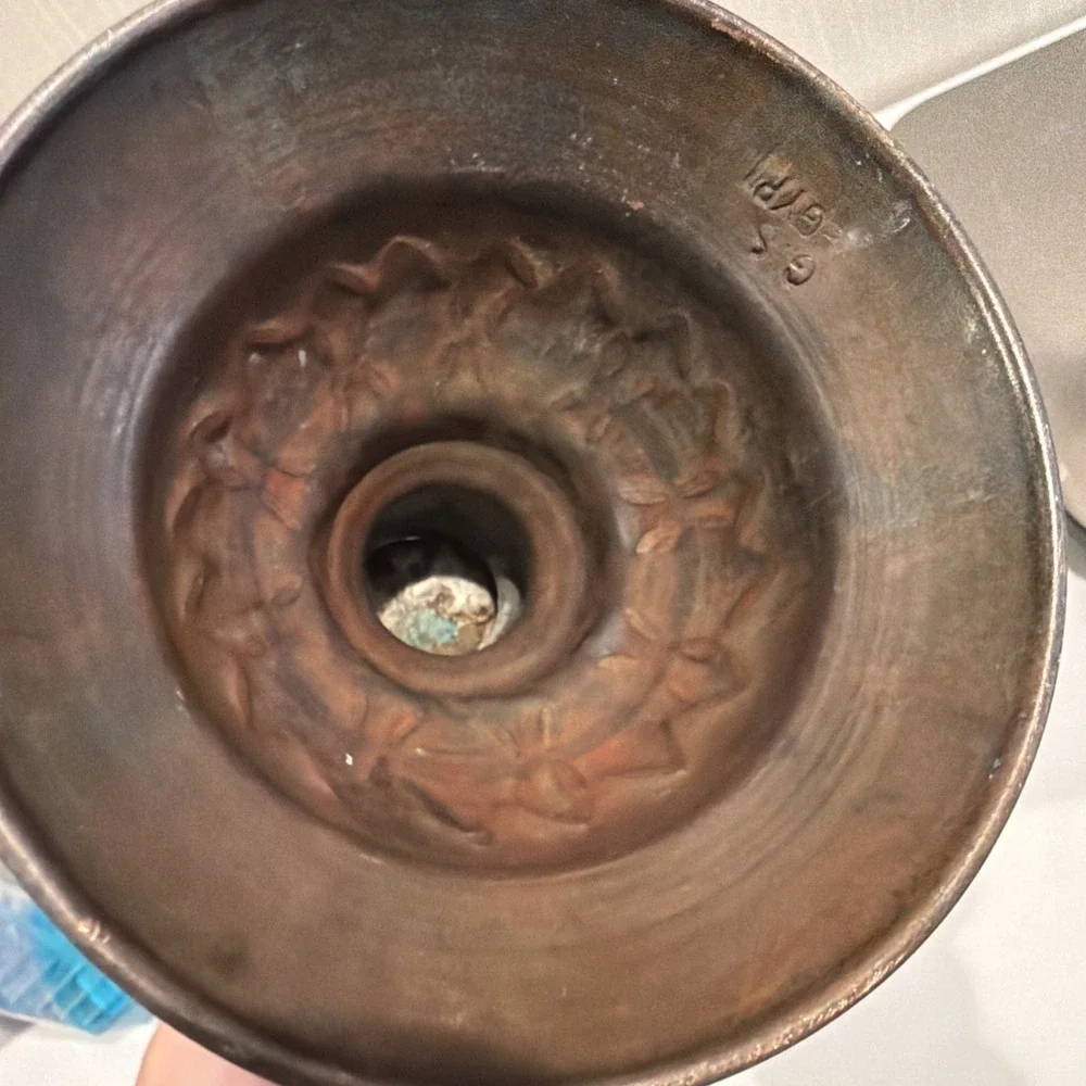 Vtg Tin Washed Copper? Chalice Goblet Vase Marked GS‎ Made In Egypt  10